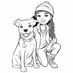girl with staffie dog