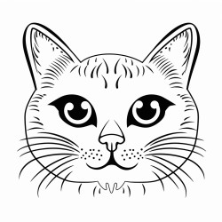 retro cartoon picture of a closeup face of a cat