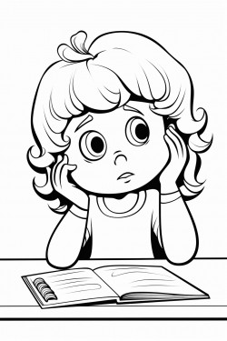 a girl taking a test with a worried look on her face