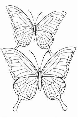3 large butterflies flying around keep the design simple with bold black lines