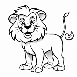a lion sketch style thick lines only use outline cartoon style line art do not use words neither colors