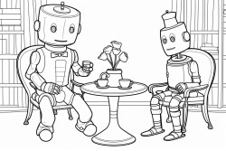 a tea party with robots