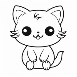 cute cat in a minimalism kawaii style