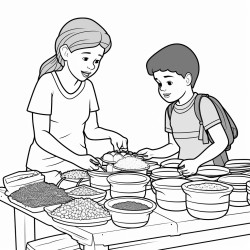 a child buying spices in the traditional market