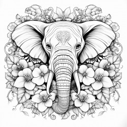 elephant with flower mandalas pattern inside nature art