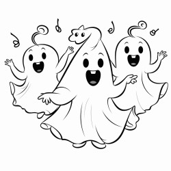 cute ghosts dancing at halloween party