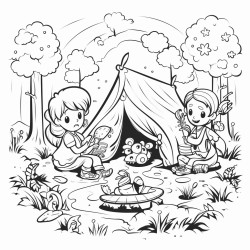 campers imagining a magical forest filled with fairies and hidden treasure