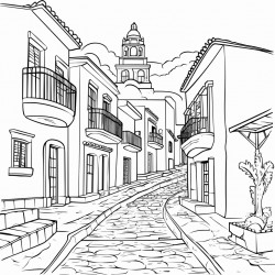 pueblo con fincas de caf y su iglesia