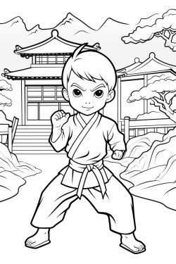 un enfant pratiquant le karat dans un dojo japonais