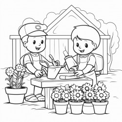 working in garden