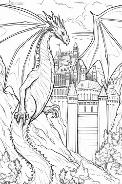 coloring dragon forest castle