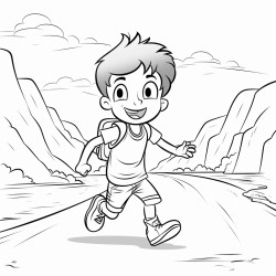boy  runs onto the road