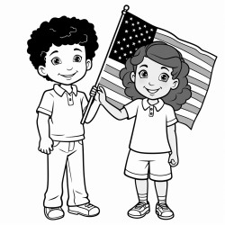 2 kids with brazil and usa holding a flag