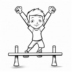 gymnast doing acrobatic handstand on balance beam
