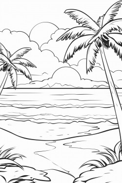 beach island with sunset in the background