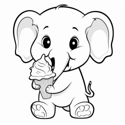 a cute elephant  eating ice cream