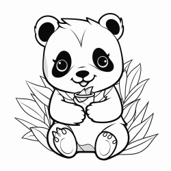 kawaii panda eats leaves
