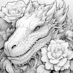 dragon with flowers