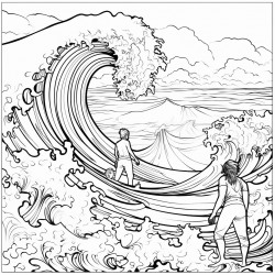 ocean with teens surfing