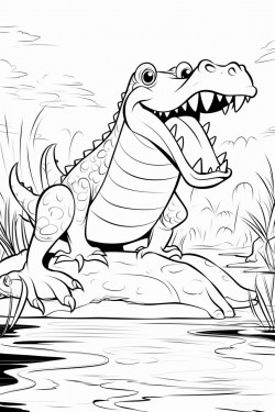 an alligator dancing in a swamp