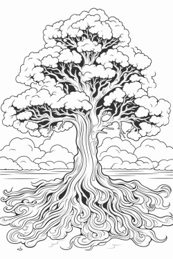 a tree of fire and ice on top of a hill