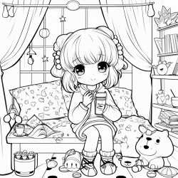 cute kawaii cozy lofi anime girls bedroom