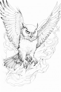 an owl in flight toward me with a captivating stare