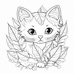 cat cushion leaves
