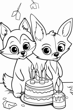 a fox and a deer celebrating their birthdays