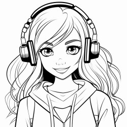 teen girl  with headphones and cute top