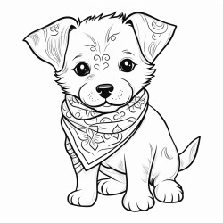 puppy with a bandana  a small puppy wearing a cute patterned bandana