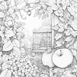 an apple in a beautiful garden