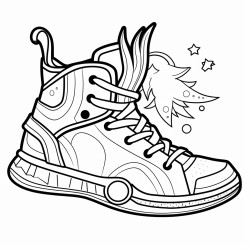 a basketball shoe inspired by a unicorn with a horn and a magical aura
