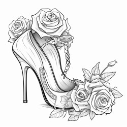 high heels a purse and roses