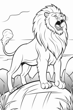 a lion roaring on the hill