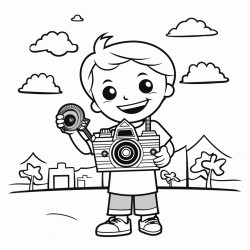 make a coloring page about photography for 4th graders