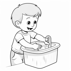 hand washing steps thick outline label