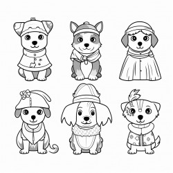dog dressed up in costumes for different seasons and holidays