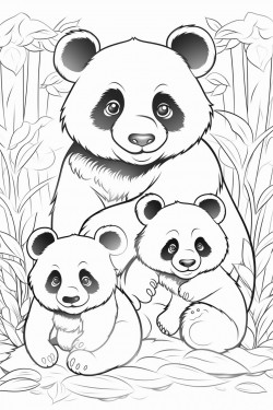 cute and funny panda and its family