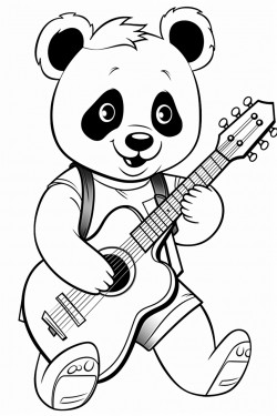 panda playing music instruments