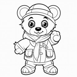 panda wearing a hat and gloves