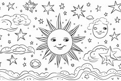 soothing celestial elements like suns moons and stars to evoke feelings of peace purpose and clarity