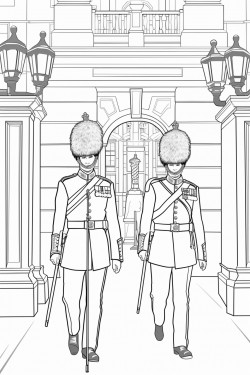 united kingdom kings guards in changing ceremony
