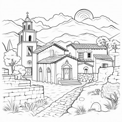 pueblo con fincas de caf y su iglesia