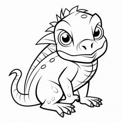 cute and simple iguana with bold lines