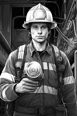 firefighter holding smoke detector