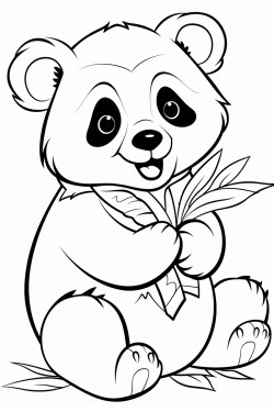 panda sitting eating bamboo
