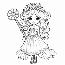 fairy with flower crown wearing a tutu dress carrying a wand