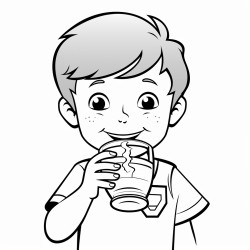 a child drinking water from glass
