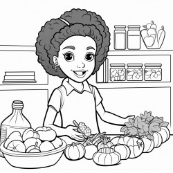 black little girl working as a nutritionist